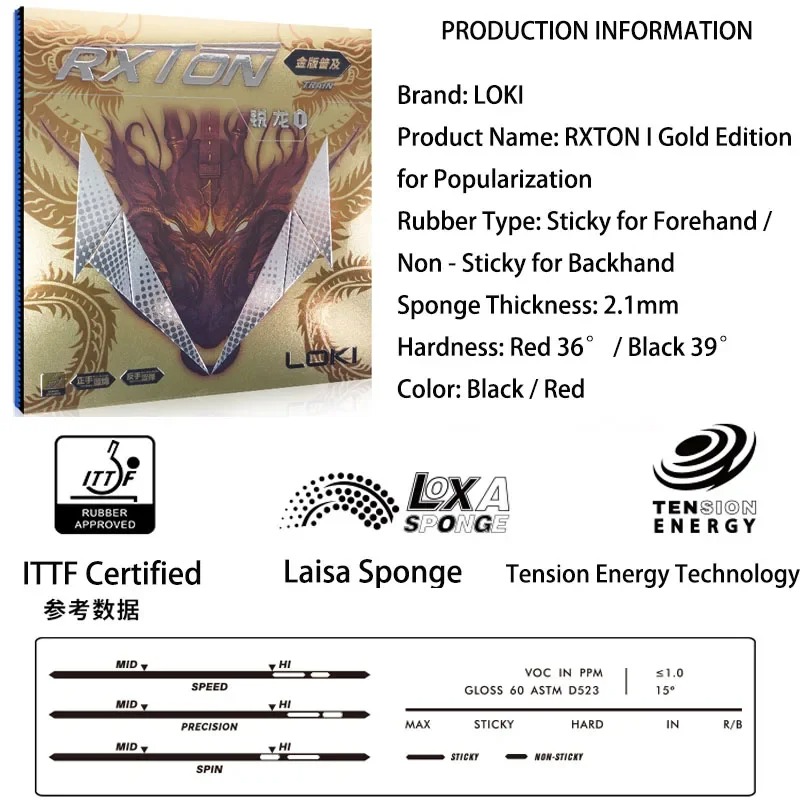 LOKI RXTON 1 FIRE DRAGON Table - Table Tennis Zhang Jike 评论和价格